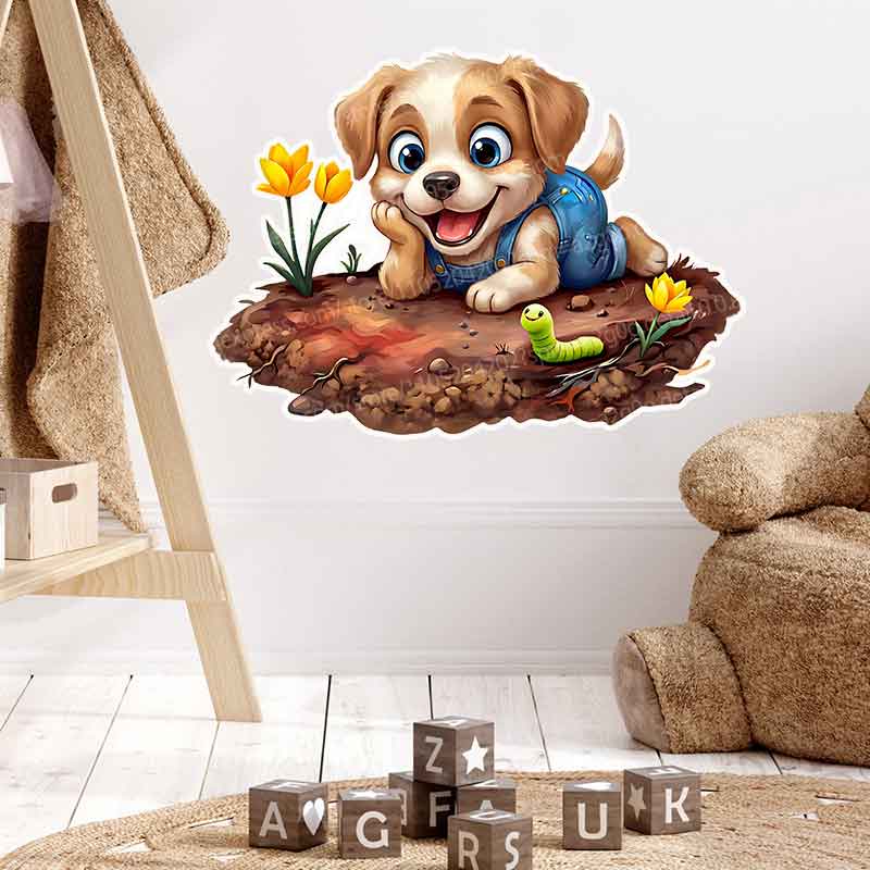 Baby Nursery Mural Wallpaper - Woodland Baby in Garden Mural Stickers
