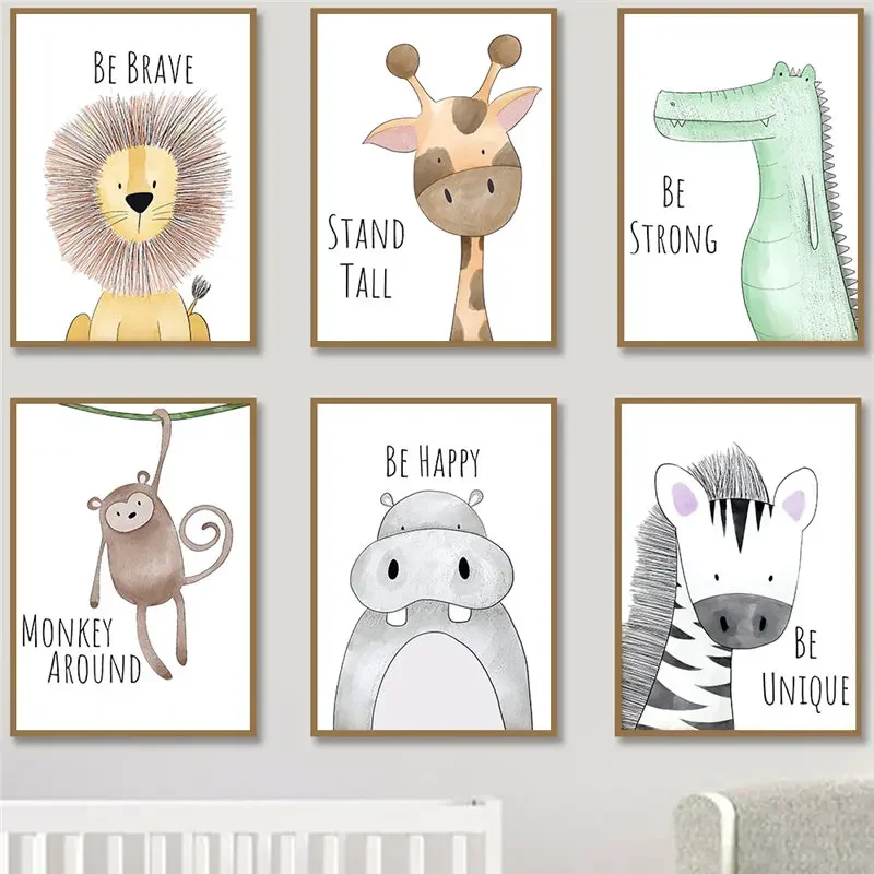 Baby Nursery Giraffe - Nursery Wall Art Cute Cartoon Animal