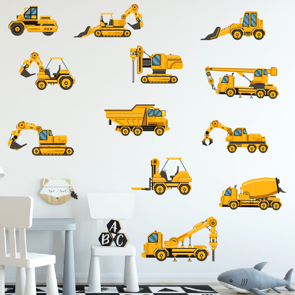 Baby Nursery Package - Cartoon Excavator Engineering Car Wall Sticker
