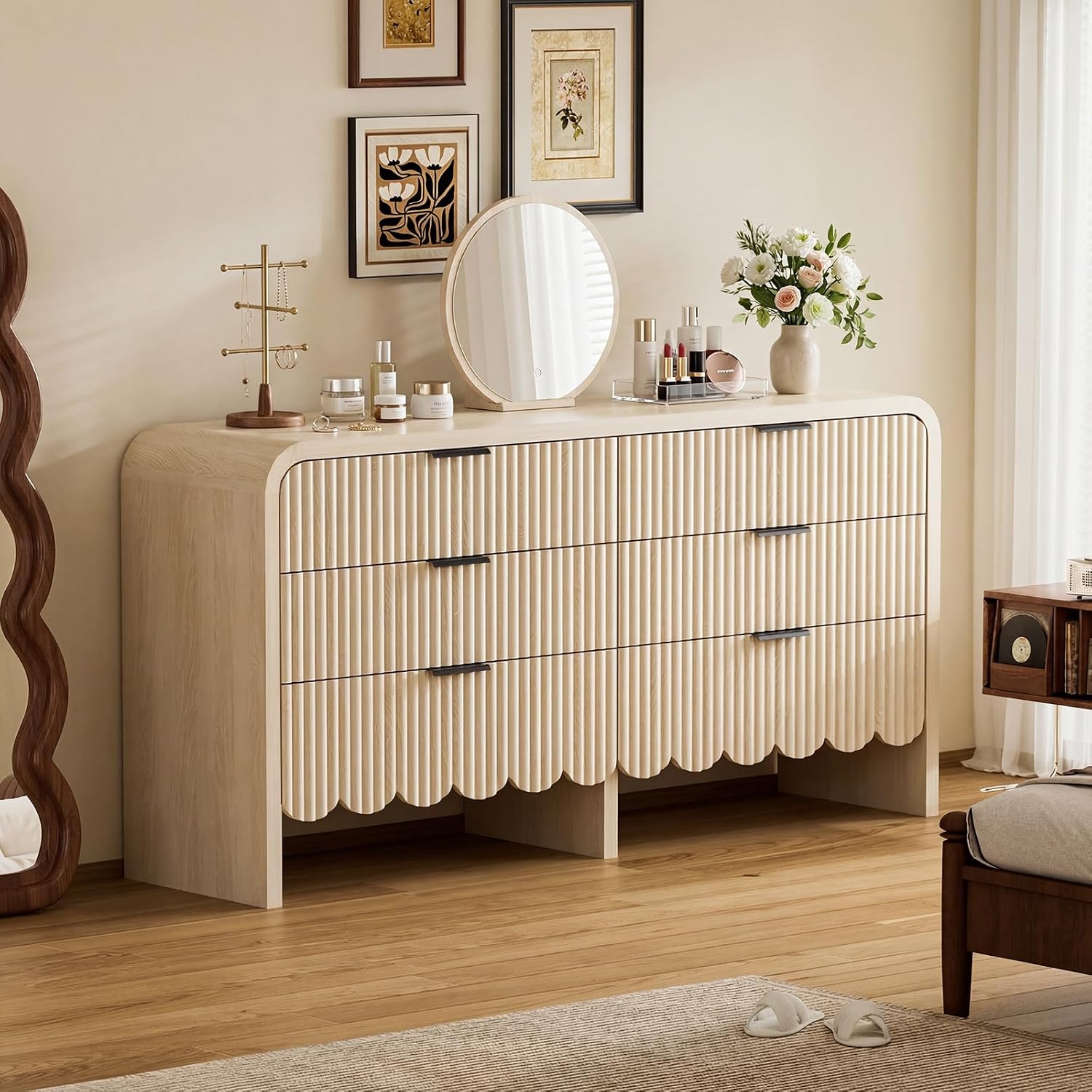Baby Nursery Handles - Wood 6 Drawer Dresser Nursery Storage