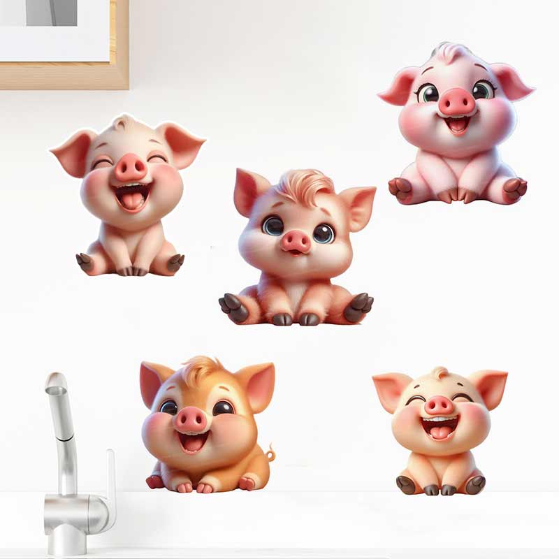 Baby Nursery Mural Wallpaper - Cute Piggy Wall Sticker Baby Kids