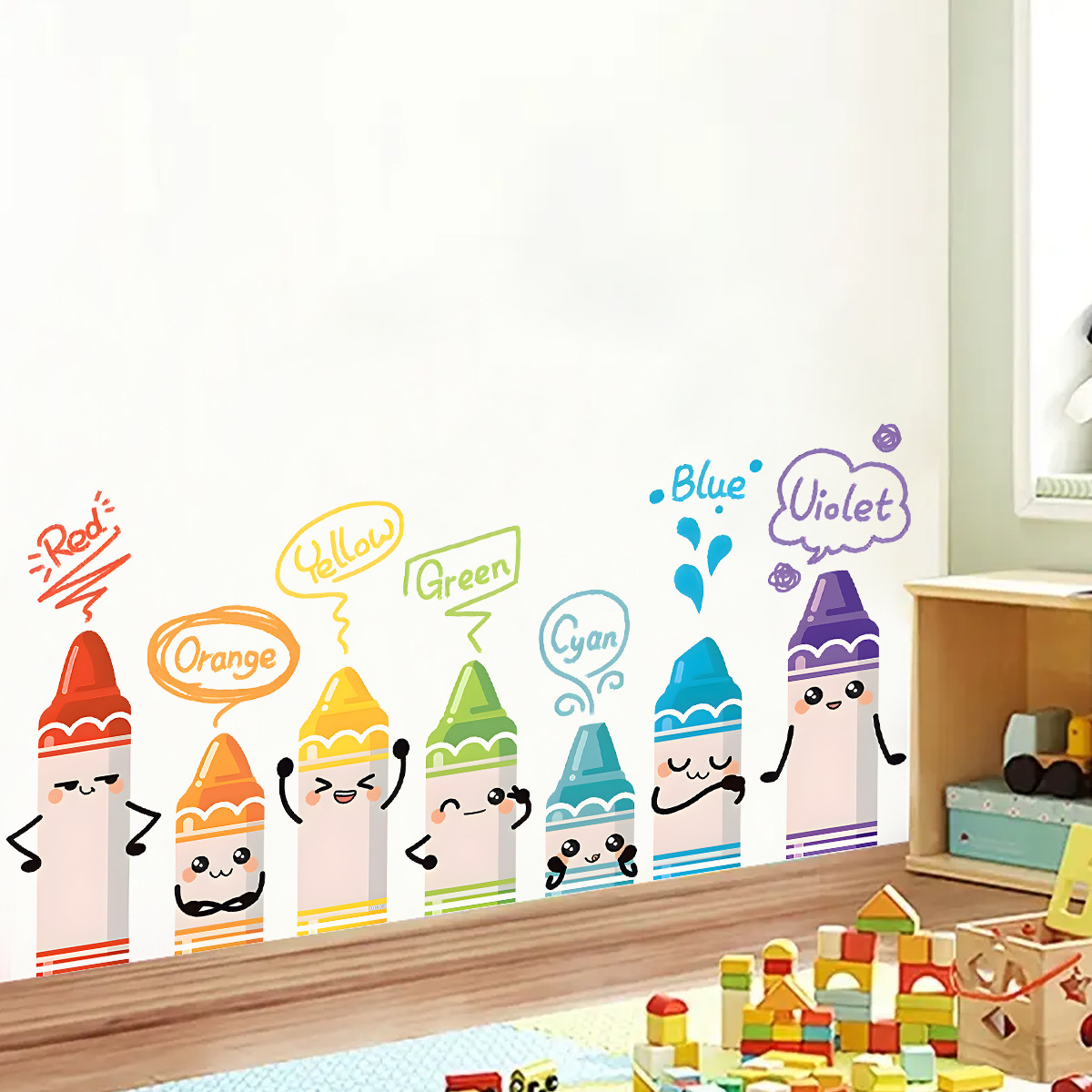 Baby Nursery Design - Cartoon Cute Colorful Crayon Pattern Wall