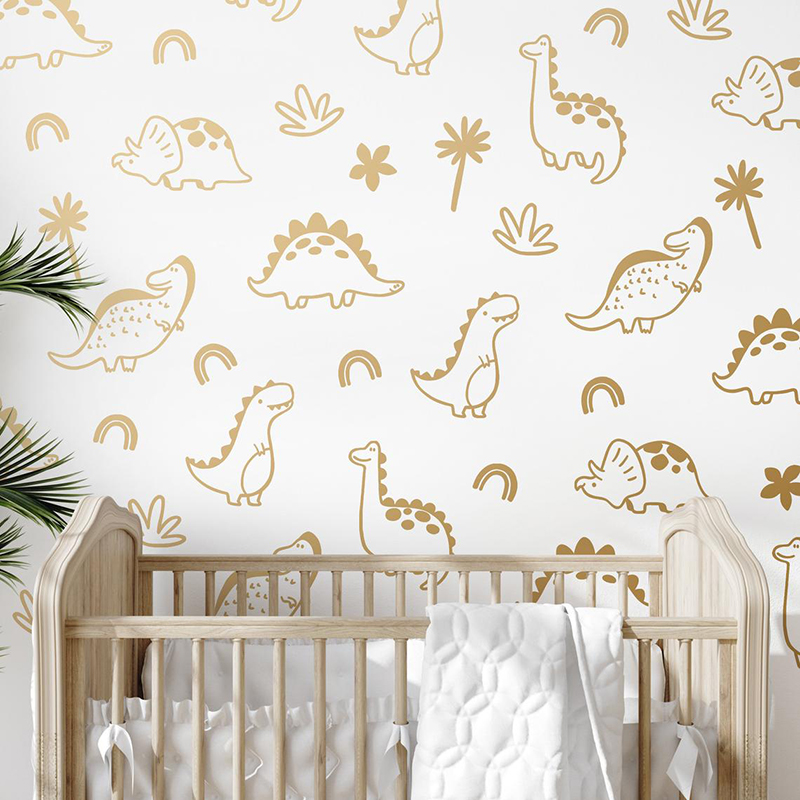 Baby Nursery Design - Geometric Dinosaur Tree Rainbow Wall Sticker