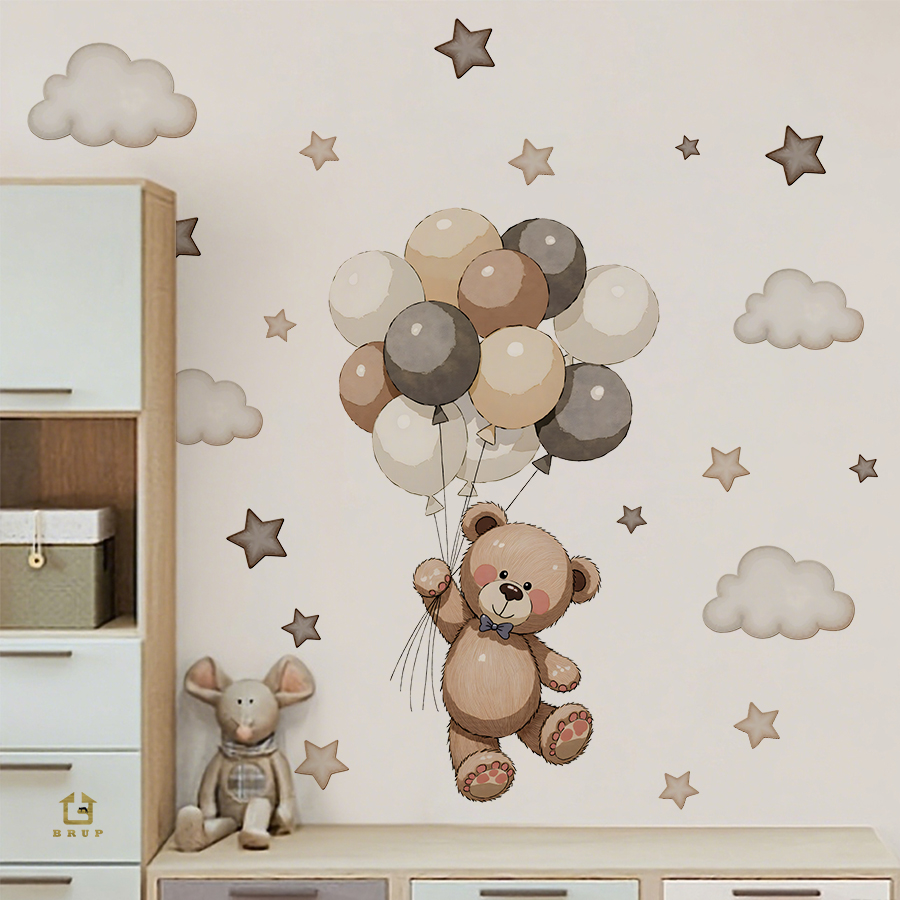Baby Nursery Design - Adorable Teddy Bear Wall Decals, Removable