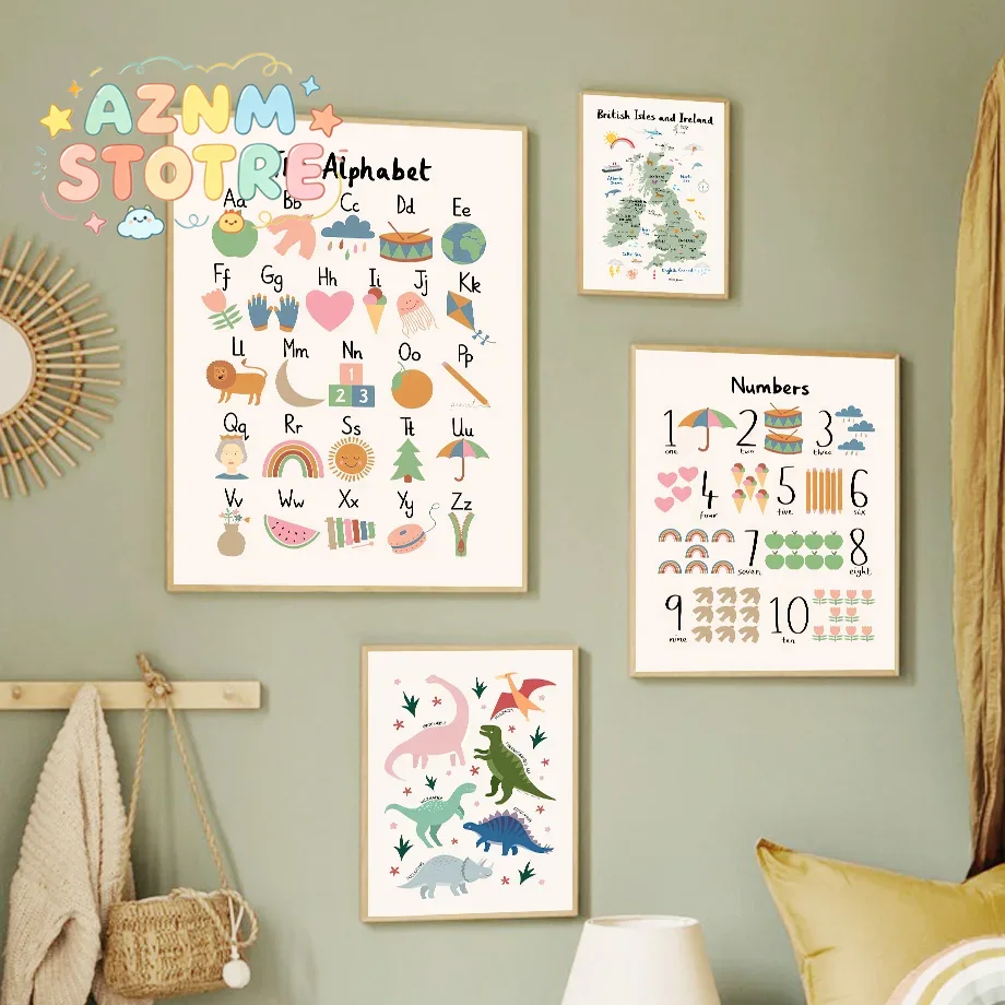 Baby Nursery Things - Animal World Map Dinosaur Alphabet Number