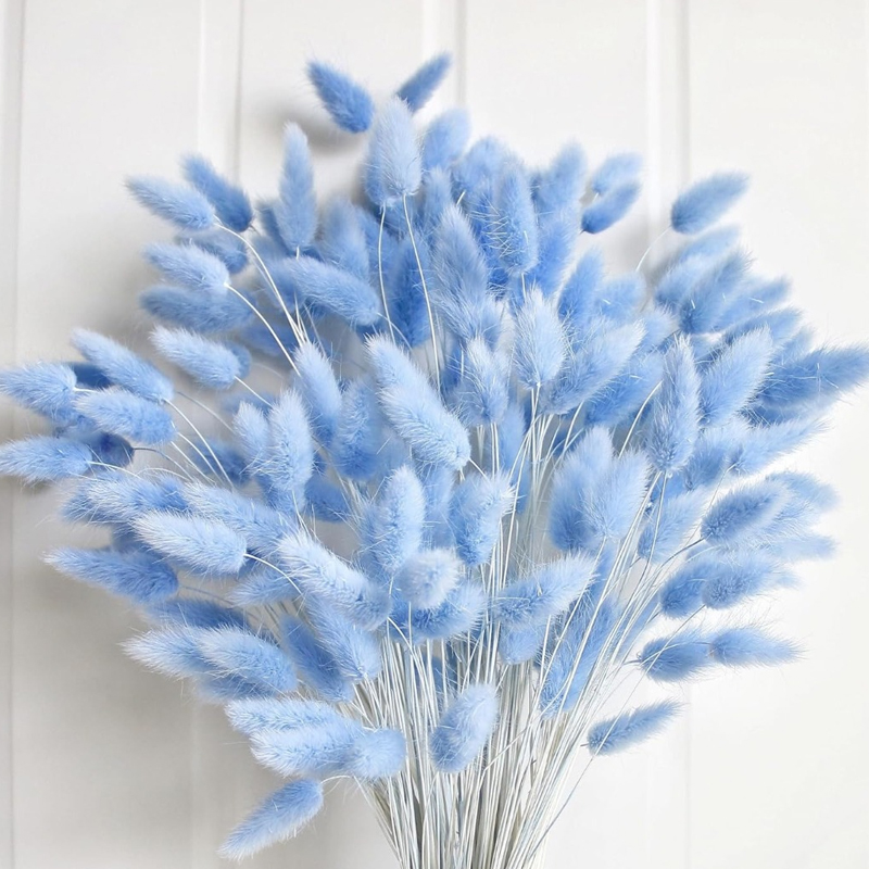 Baby Nursery Ornaments - 100PCS Blue Hare's-tail Grass Bunny Rabbit