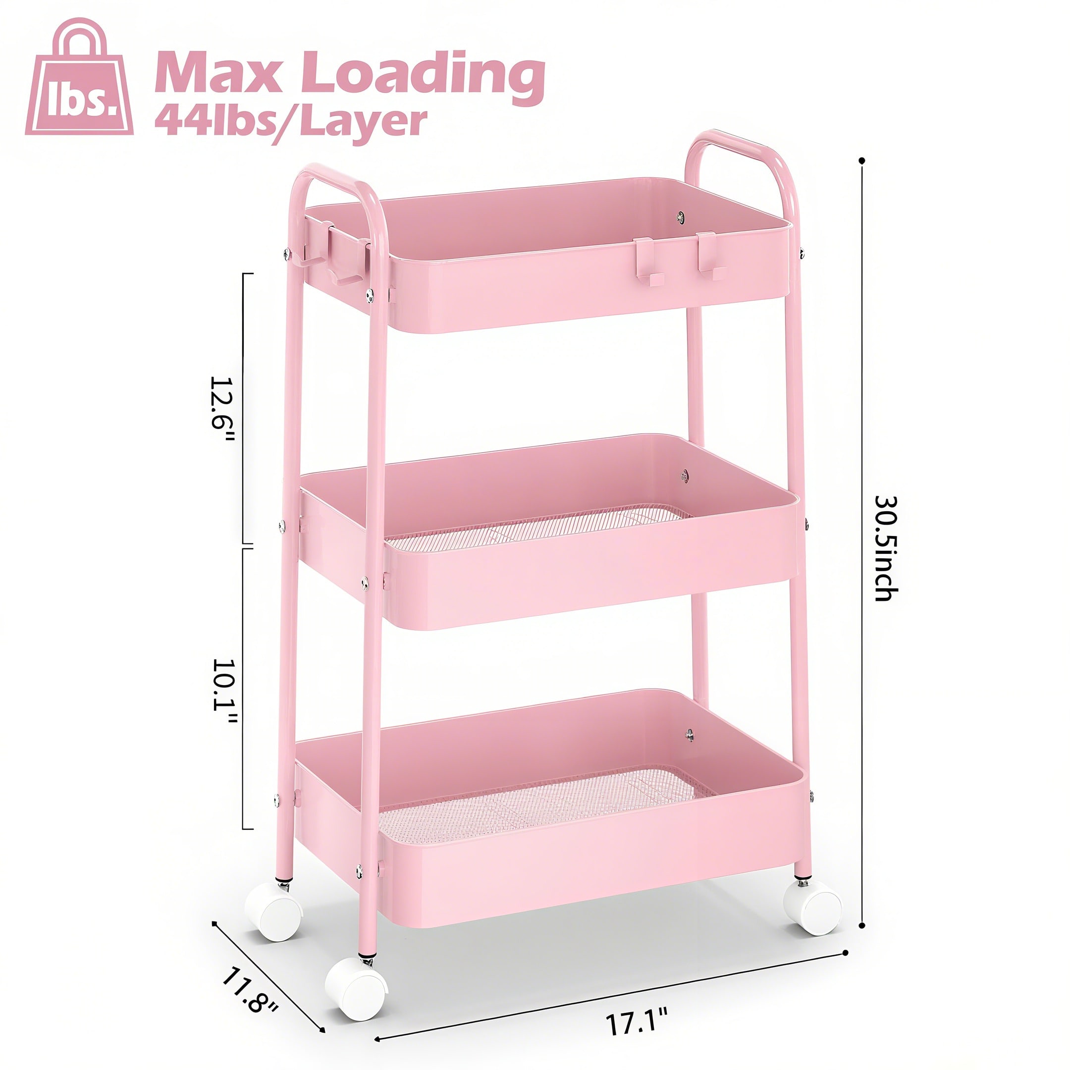 3 Tier Metal Rolling Cart With - огляд і ціна Baby Nursery Trolley