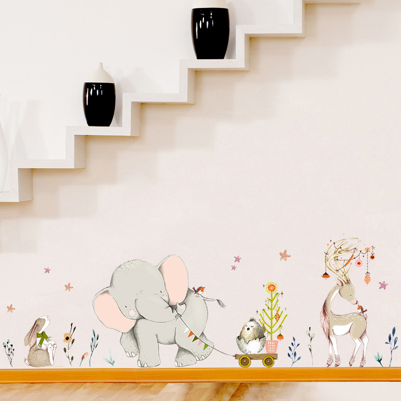 Happy Baby Elephant Bunny Wall - огляд і ціна Baby Nursery Mural Wallpaper