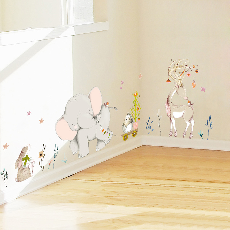 Happy Baby Elephant Bunny Wall - огляд і ціна Baby Nursery Mural Wallpaper
