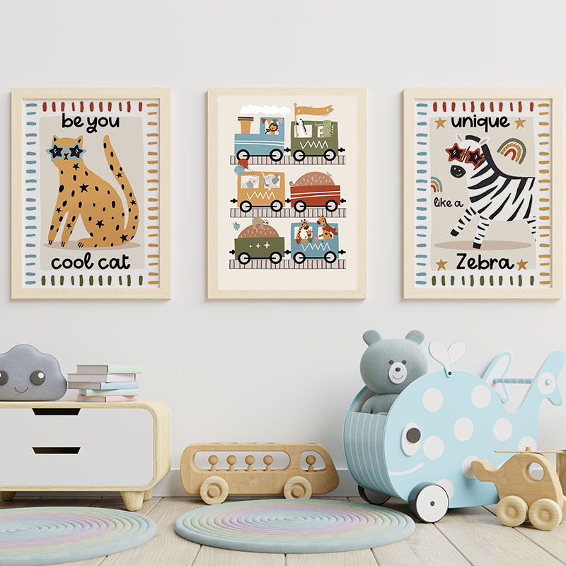 Funny Cartoon Animals Car Bus  - огляд і ціна Baby Nursery Posters