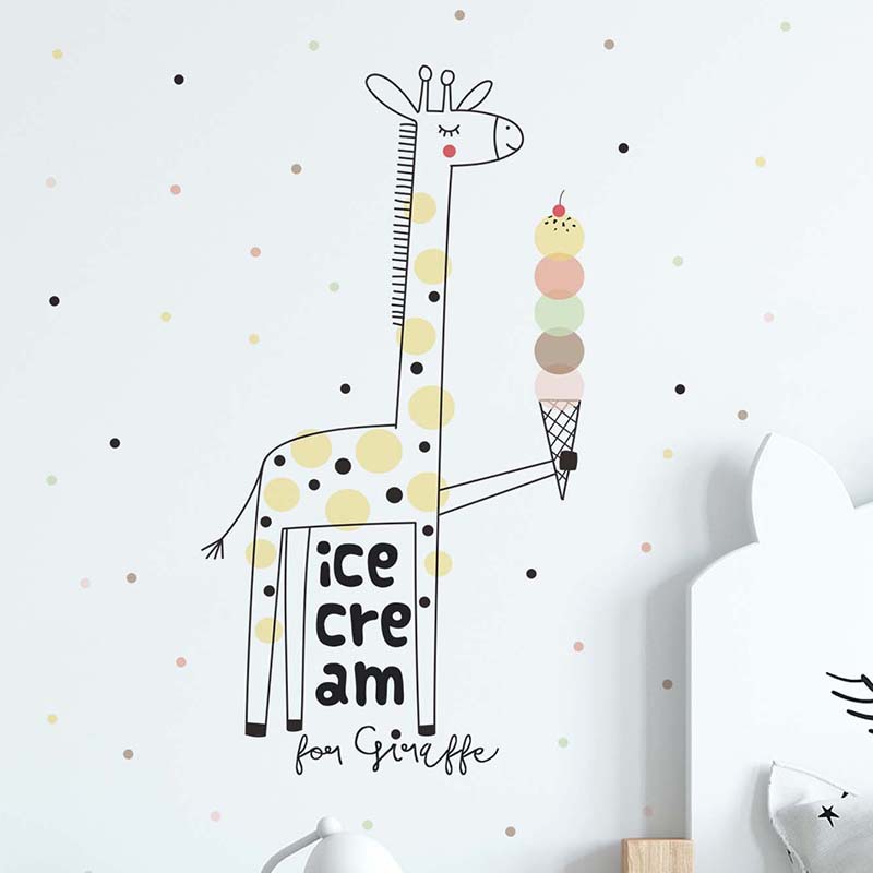 Cartoon Ice Cream Giraffe Wall - огляд і ціна Baby Nursery Mural Wallpaper