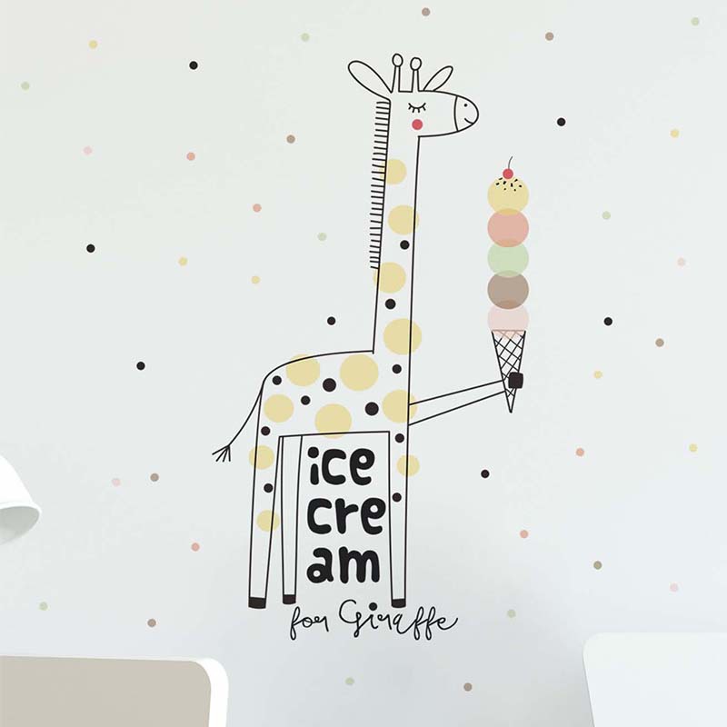 Cartoon Ice Cream Giraffe Wall - огляд і ціна Baby Nursery Mural Wallpaper