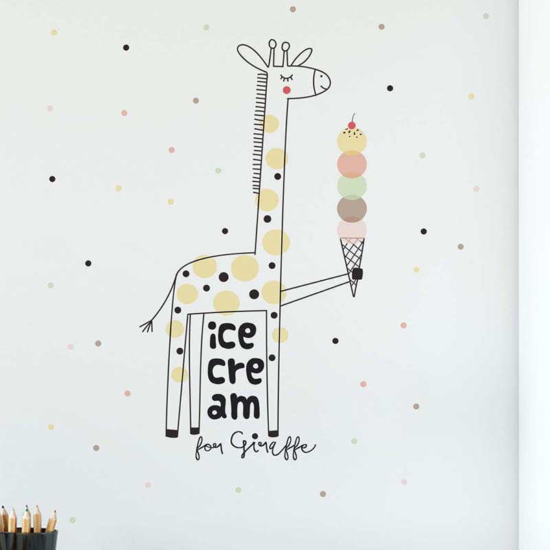 Cartoon Ice Cream Giraffe Wall - огляд і ціна Baby Nursery Mural Wallpaper