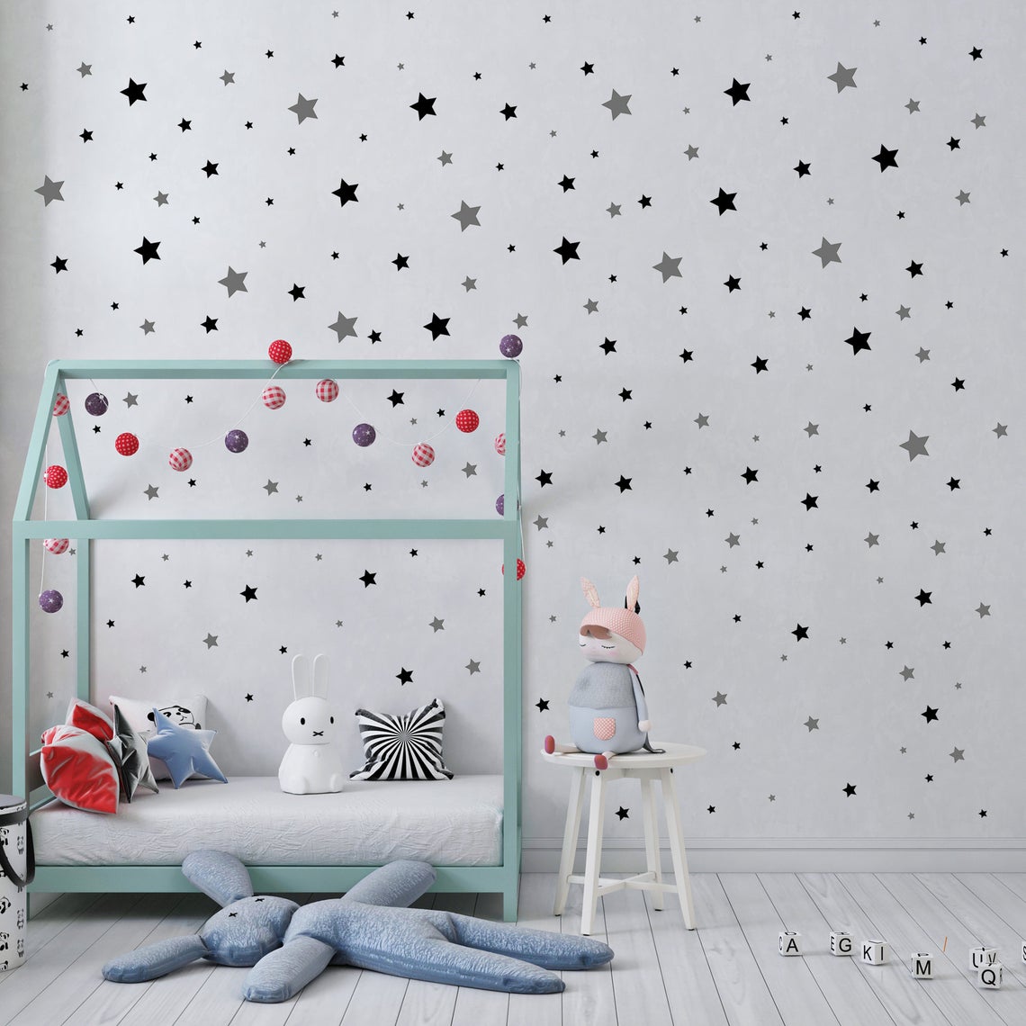 Cartoon 65Pcs Star Wall Sticke - огляд і ціна Baby Nursery Design