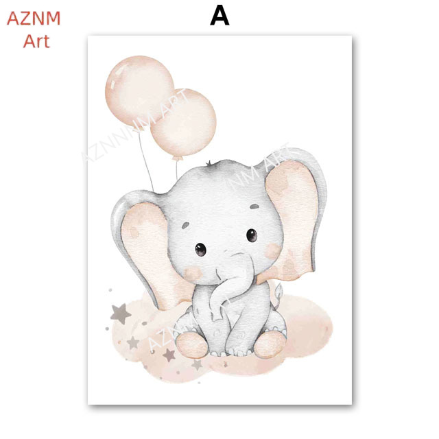 Elephant Balloon Rainbow Moon  - огляд і ціна Baby Nursery Posters