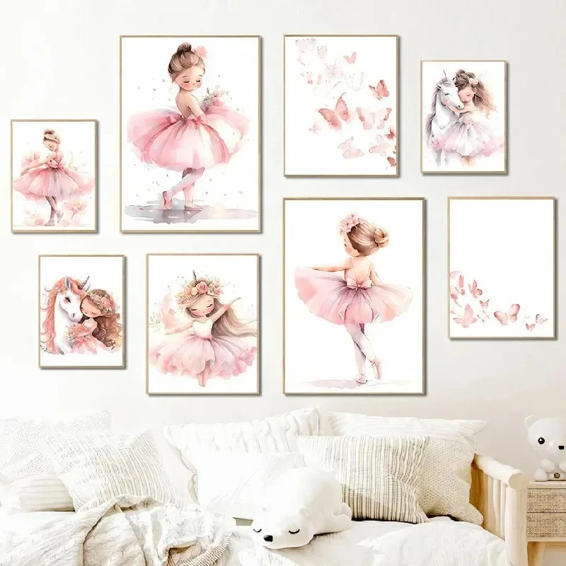 Pink Ballerina Girl Unicorn Bu - огляд і ціна Baby Nursery Posters