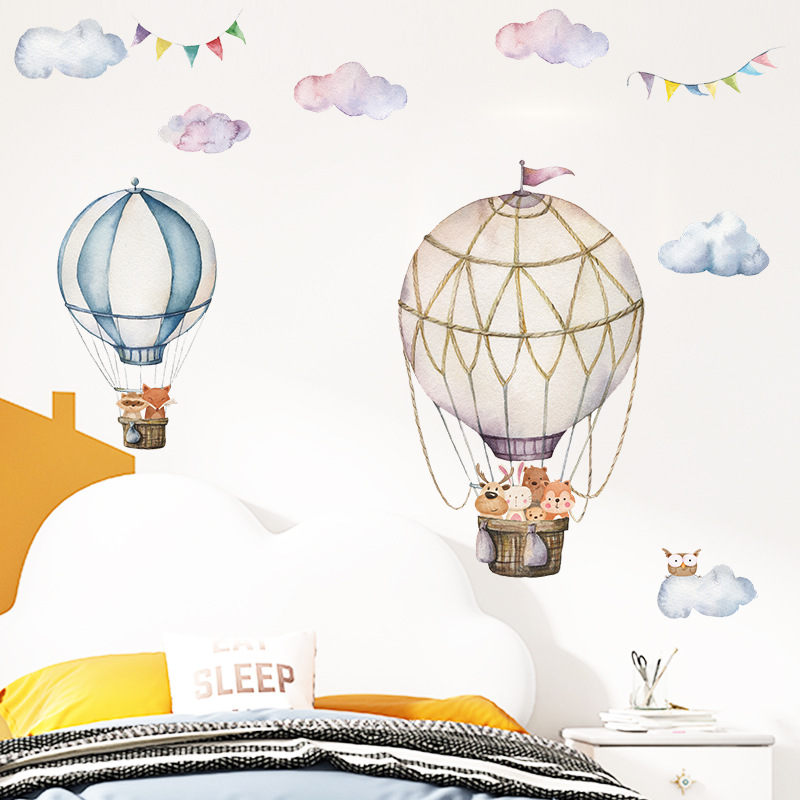 Cartoon Animal Hot Air Balloon - огляд і ціна Baby Nursery Mural Wallpaper