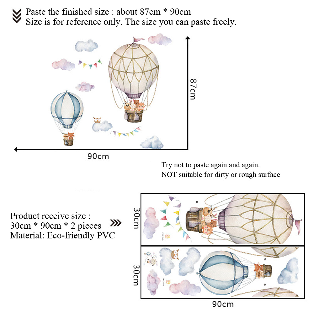 Cartoon Animal Hot Air Balloon - огляд і ціна Baby Nursery Mural Wallpaper