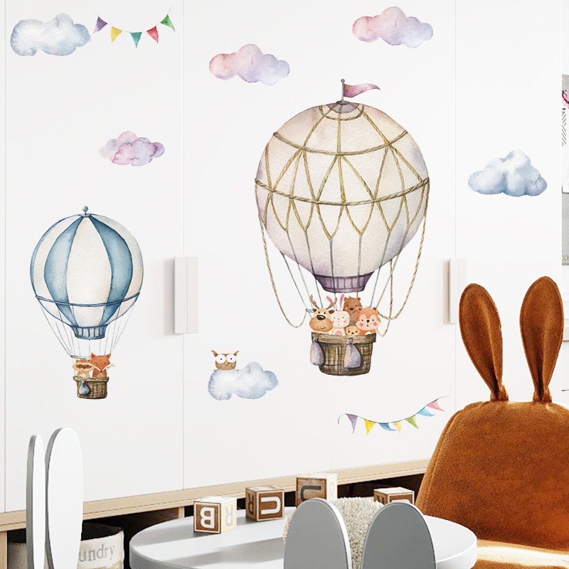 Cartoon Animal Hot Air Balloon - огляд і ціна Baby Nursery Mural Wallpaper