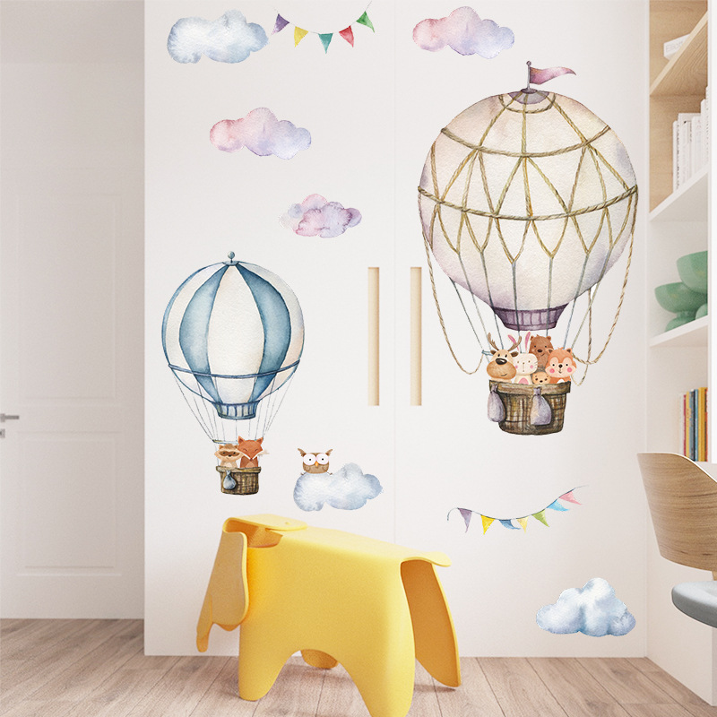 Cartoon Animal Hot Air Balloon - огляд і ціна Baby Nursery Mural Wallpaper