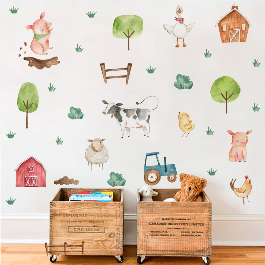 Boho Watercolor Cute Farm Anim - огляд і ціна Baby Nursery Package