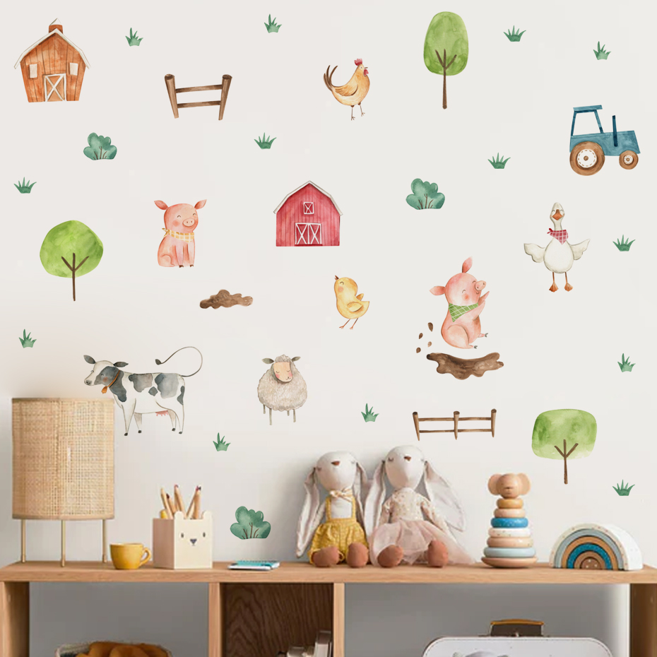 Boho Watercolor Cute Farm Anim - огляд і ціна Baby Nursery Package