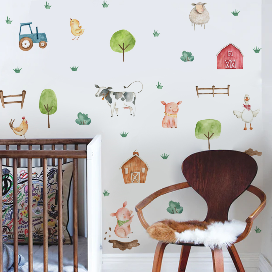 Boho Watercolor Cute Farm Anim - огляд і ціна Baby Nursery Package