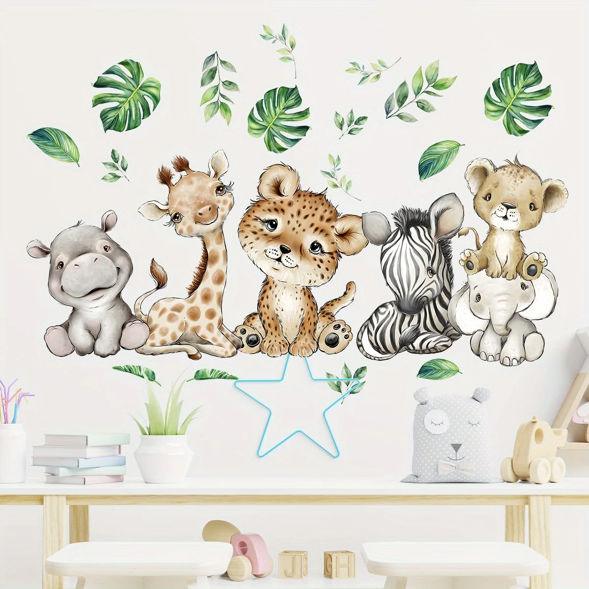 1PC Cartoon Cute Hippo Tiger E - огляд і ціна Baby Nursery Wall Stickers