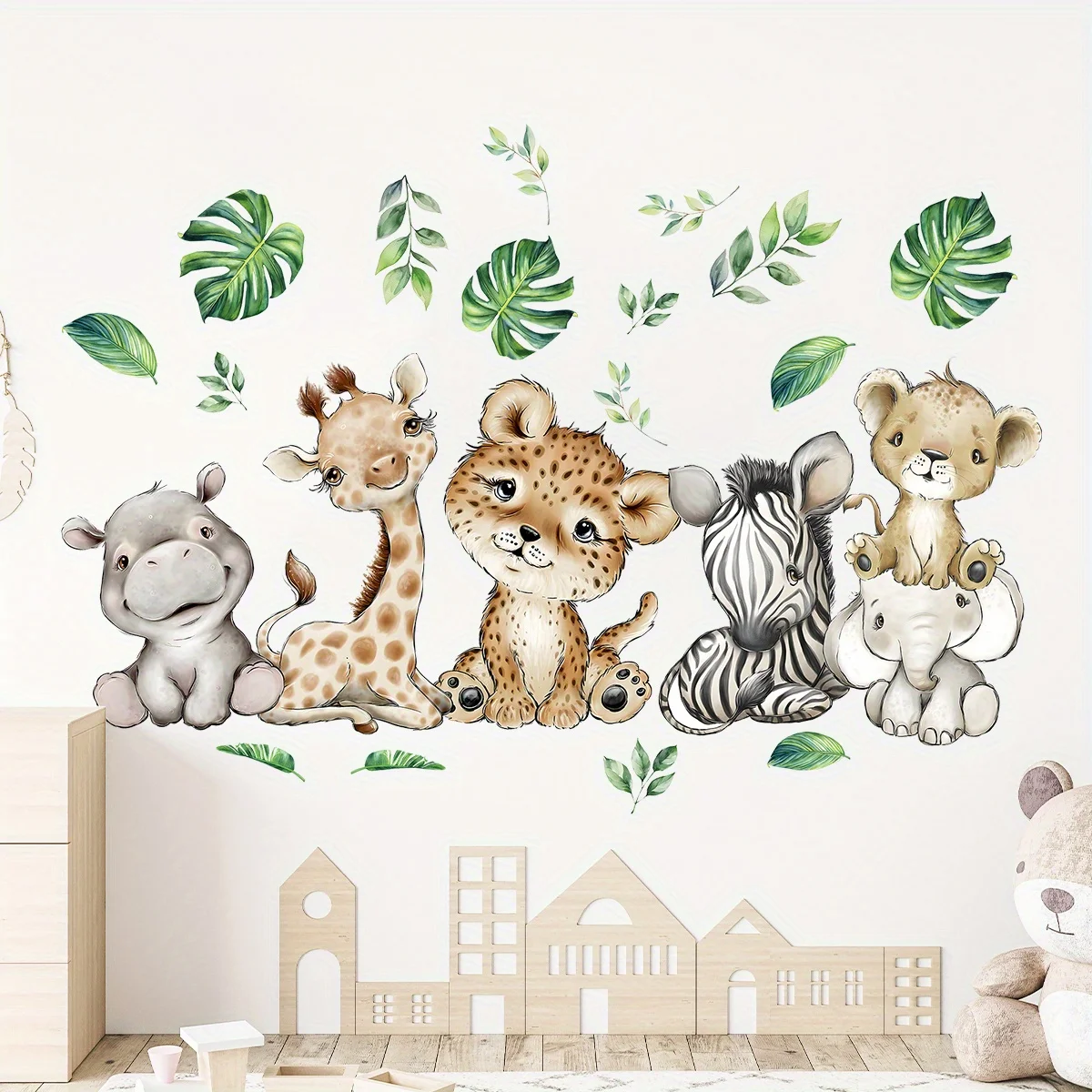 1PC Cartoon Cute Hippo Tiger E - огляд і ціна Baby Nursery Wall Stickers
