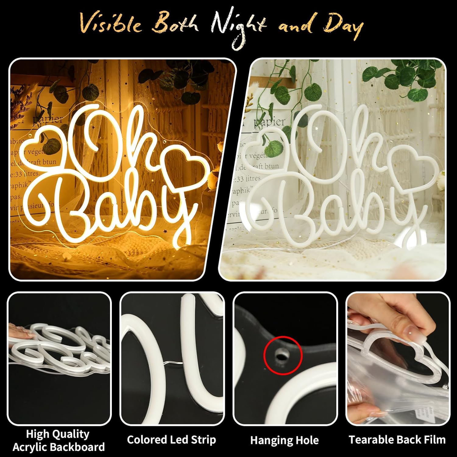 Oh Baby Neon Sign LED Marquee  - огляд і ціна Baby Nursery Wall Lights