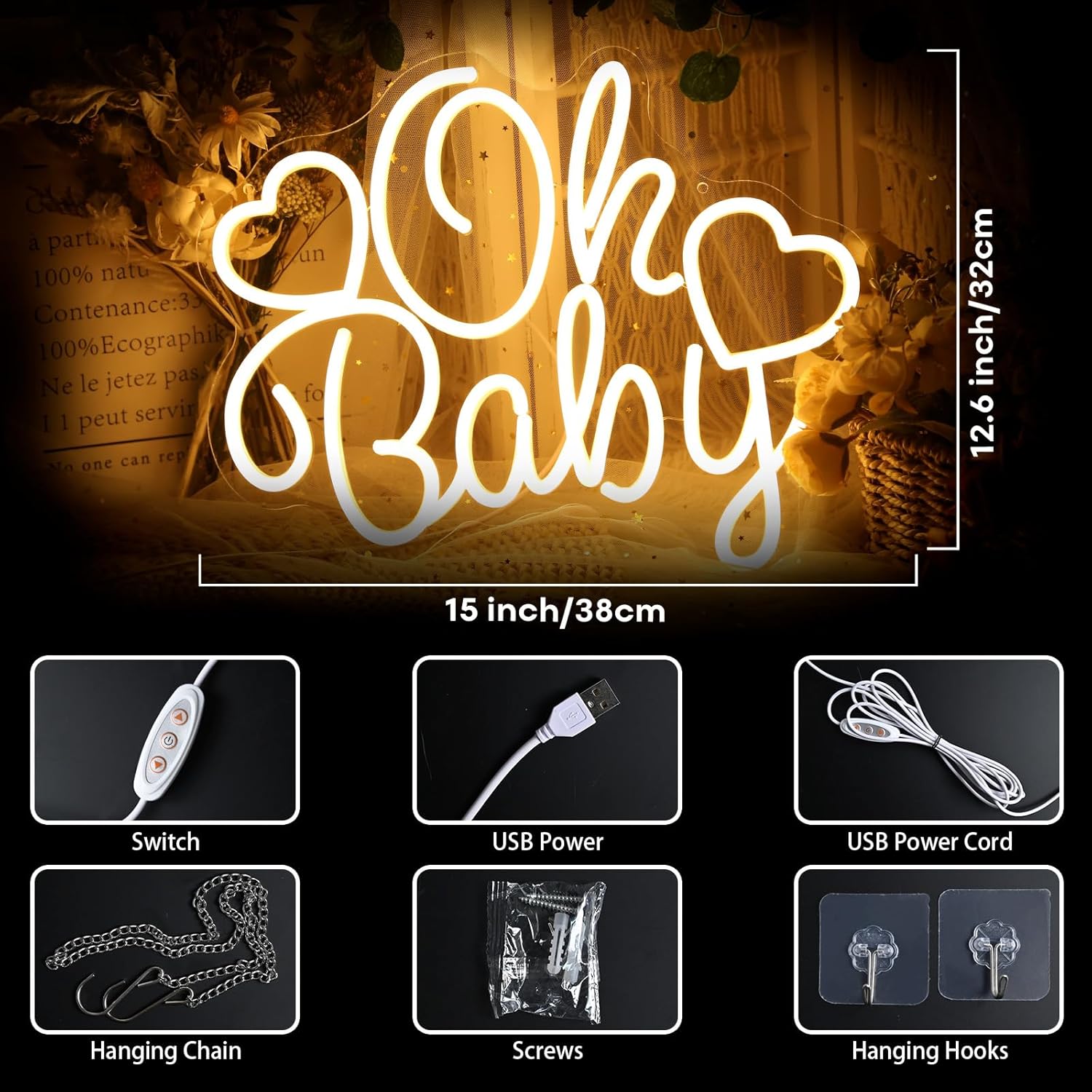 Oh Baby Neon Sign LED Marquee  - огляд і ціна Baby Nursery Wall Lights