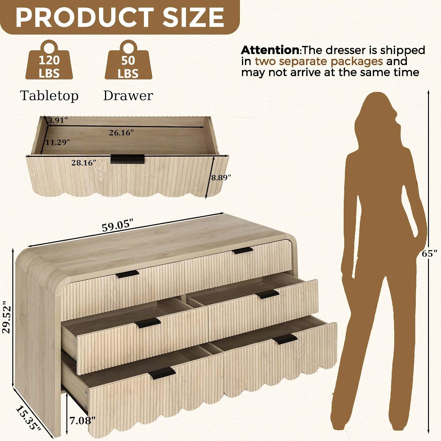 Wood 6 Drawer Dresser Nursery  - огляд і ціна Baby Nursery Handles