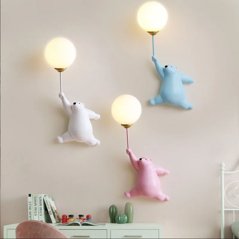 Cartoon Polar Bear LED Sconce  - огляд і ціна Baby Nursery Wall Lights