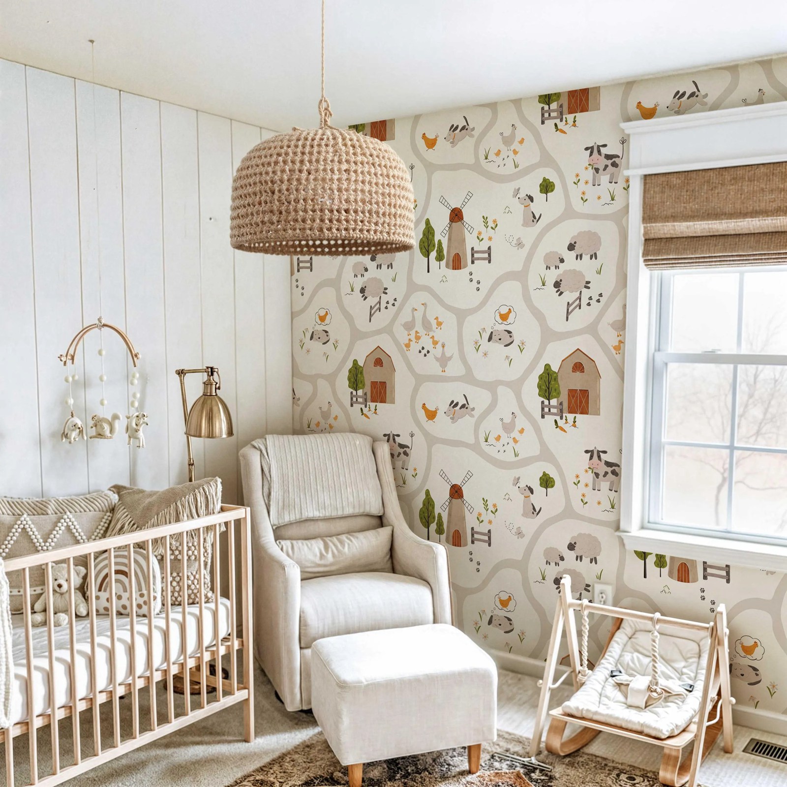 Cute Farm Animals Kids Wallpap - огляд і ціна Baby Nursery Water