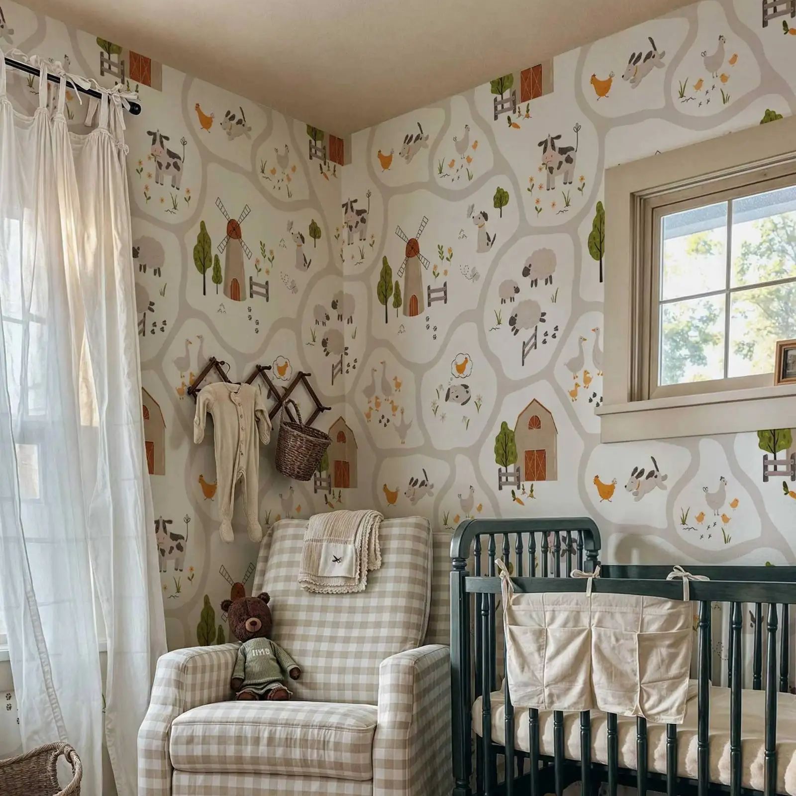 Cute Farm Animals Kids Wallpap - огляд і ціна Baby Nursery Water