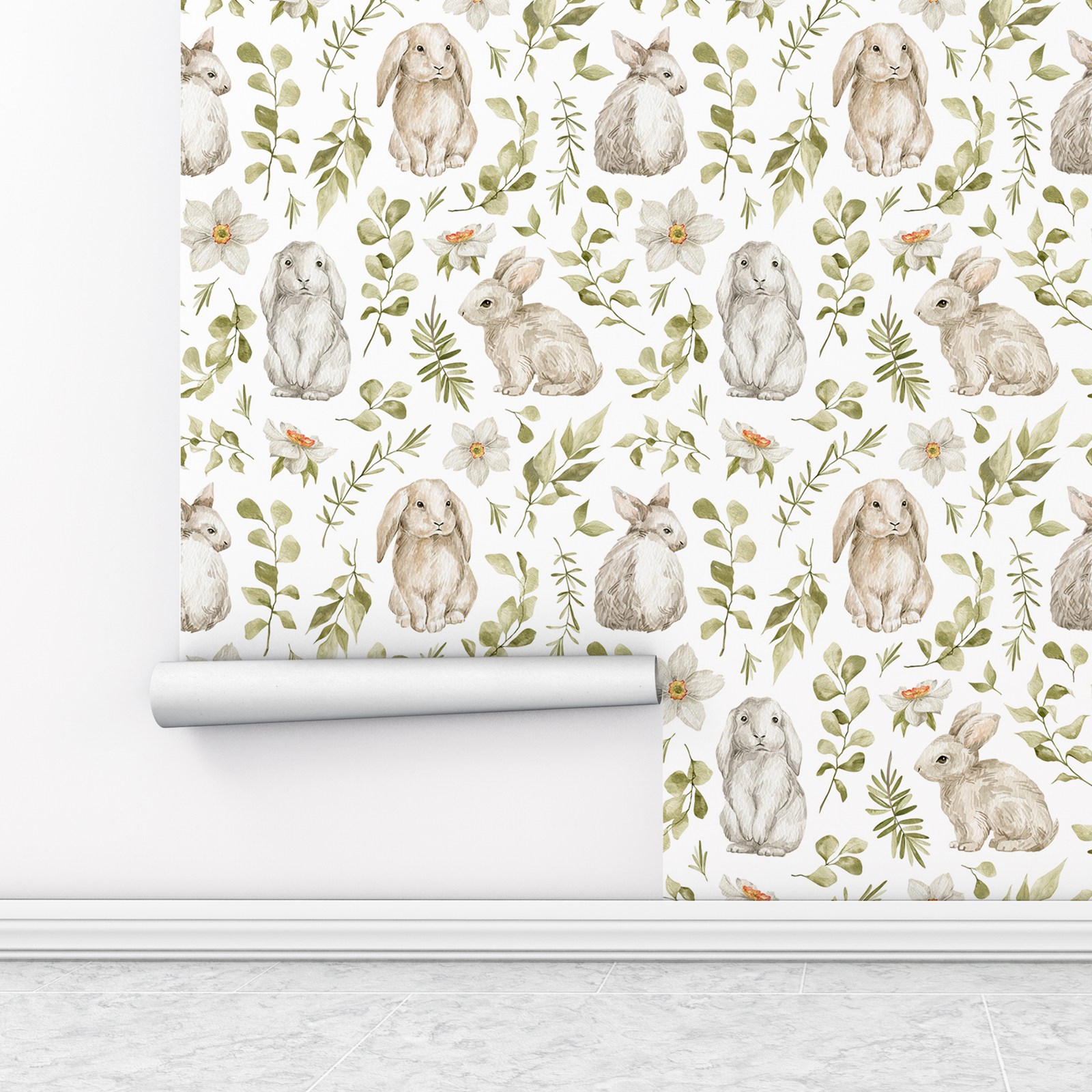 Bunny Wallpaper Kids Room Wall - огляд і ціна Baby Nursery Water