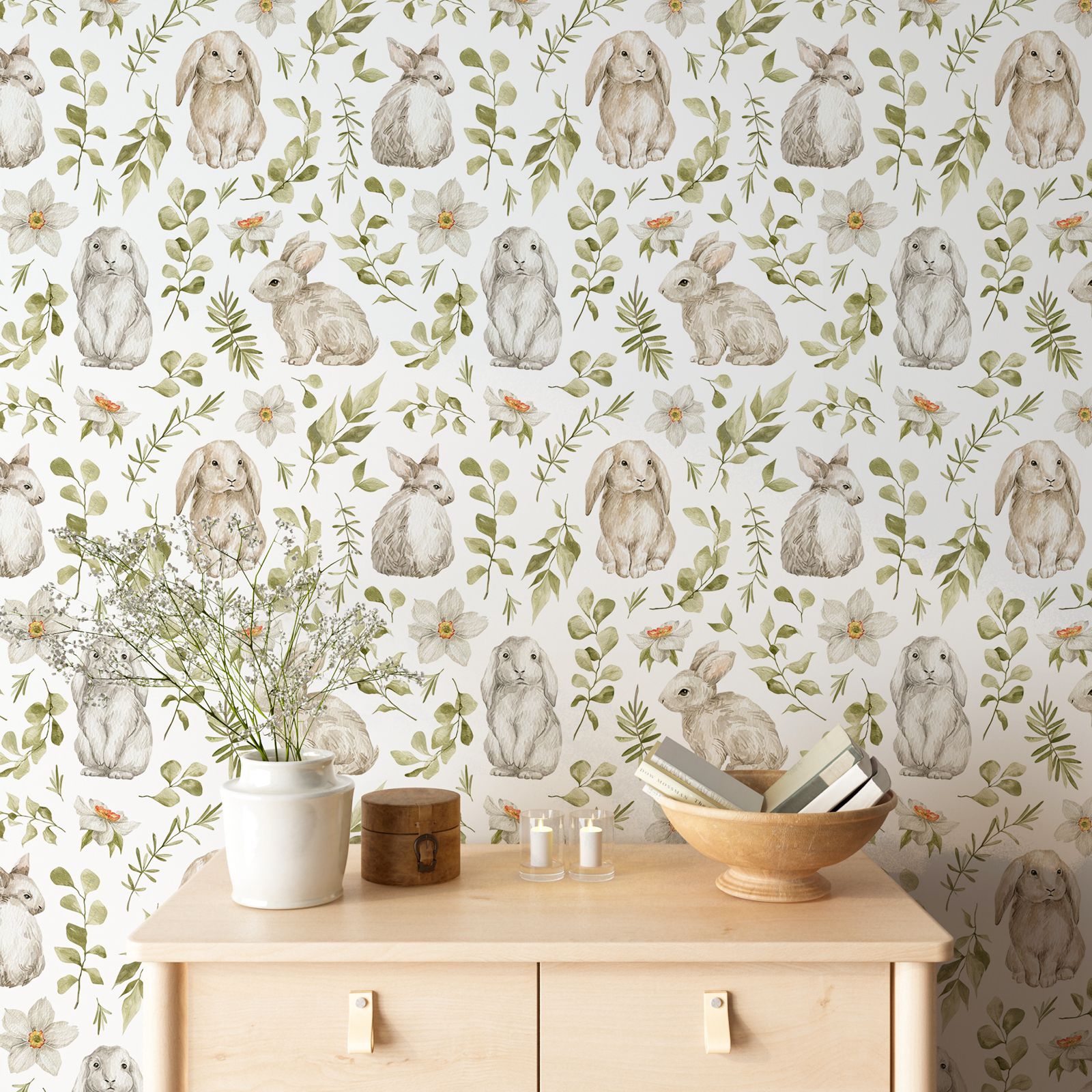 Bunny Wallpaper Kids Room Wall - огляд і ціна Baby Nursery Water