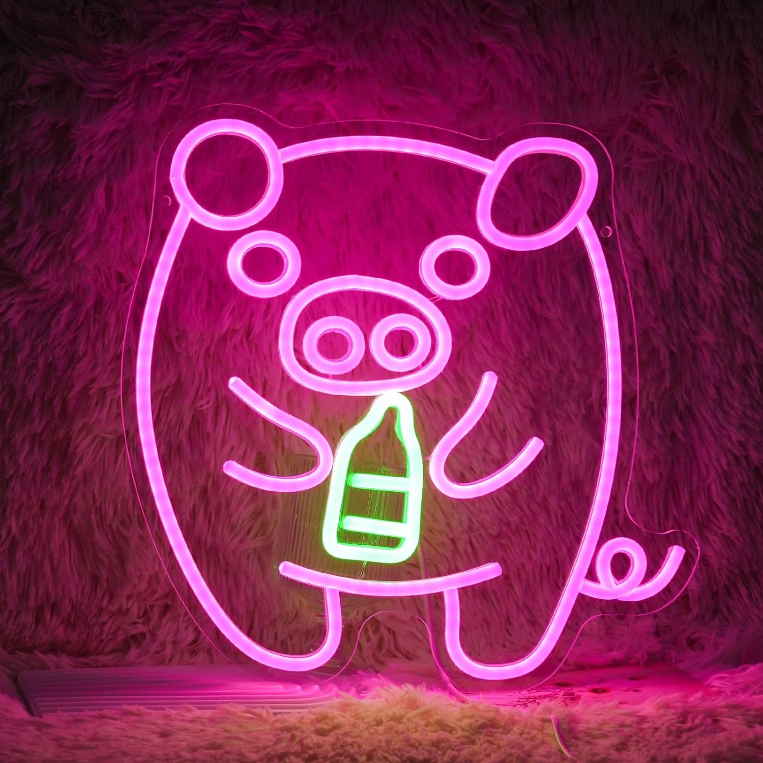 Baby Pig Milk Bottle Neon Sign - огляд і ціна Baby Nursery Wall Lights