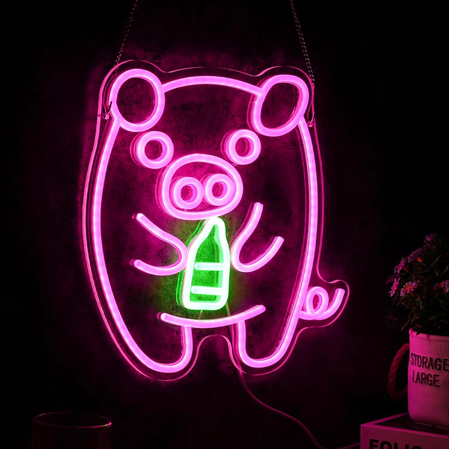 Baby Pig Milk Bottle Neon Sign - огляд і ціна Baby Nursery Wall Lights