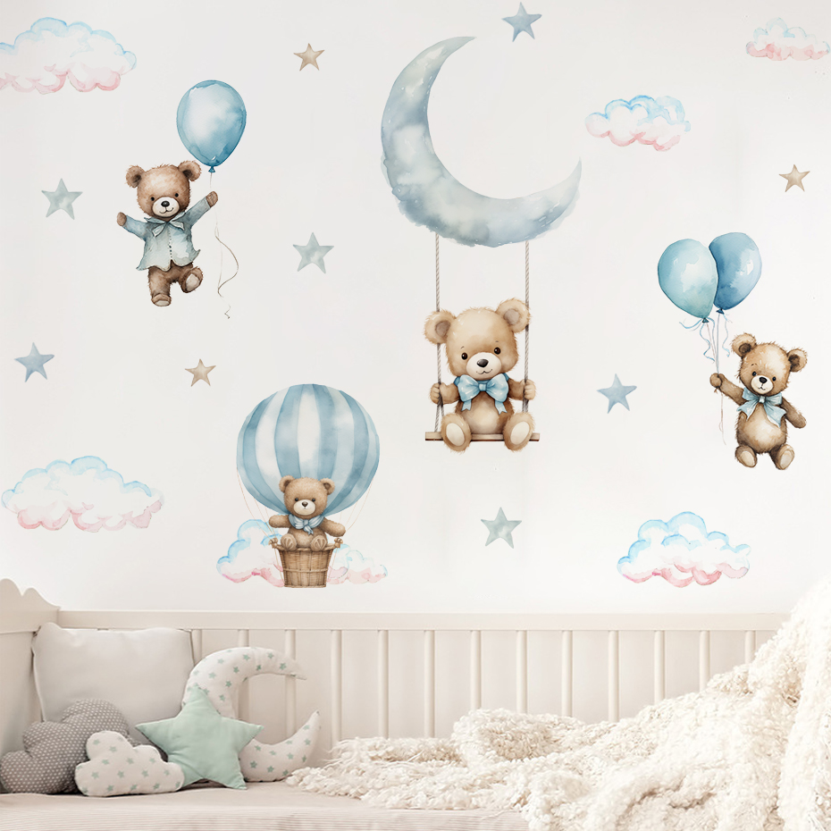 Watercolor Bear Hot Air Balloo - огляд і ціна Baby Nursery Package