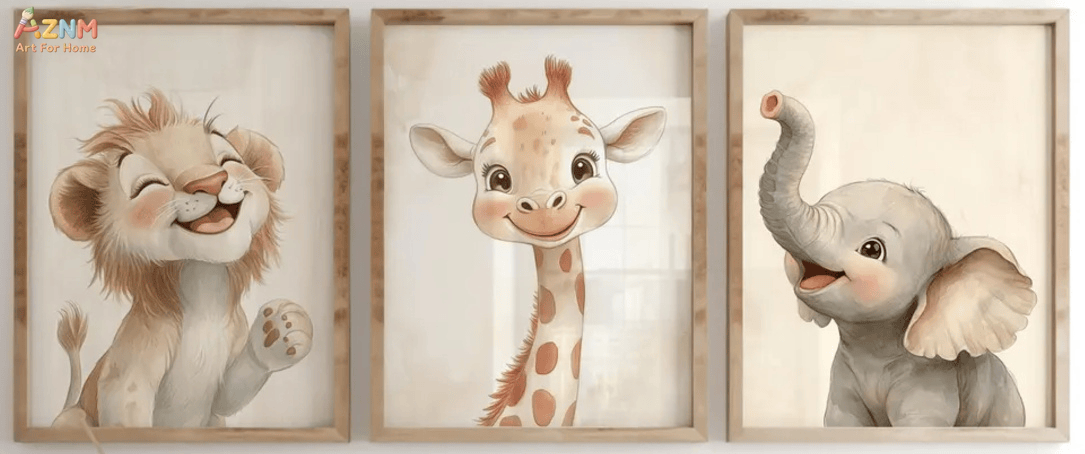 [2D Flat]1/3Pcs Canvas Poster( - огляд і ціна Baby Nursery Giraffe