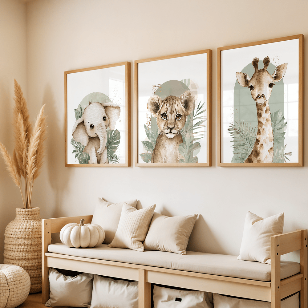 3pcs/set Retro Elephant Lion a - огляд і ціна Baby Nursery Giraffe