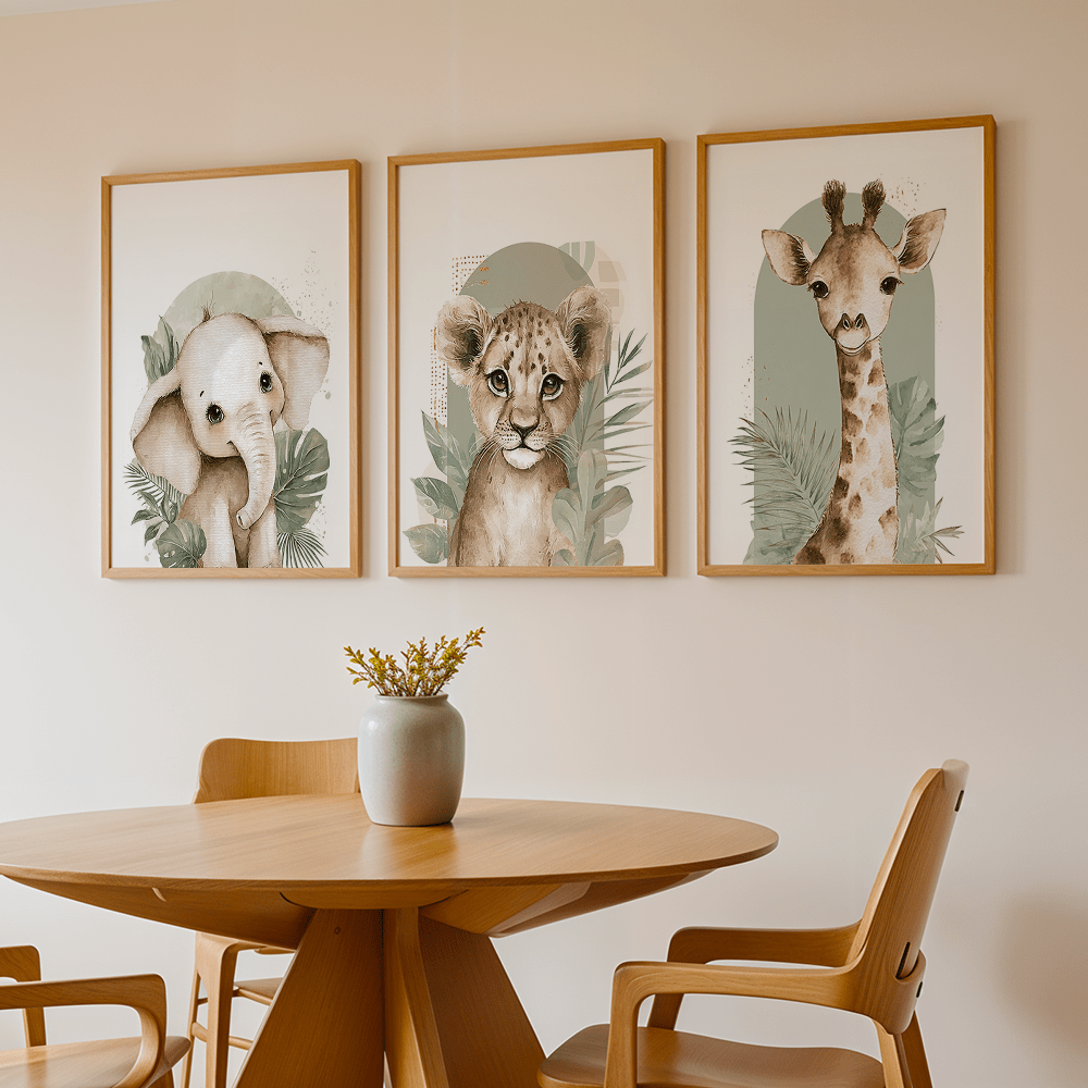 3pcs/set Retro Elephant Lion a - огляд і ціна Baby Nursery Giraffe