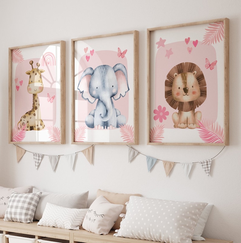 1/3pcs Pink Elephant Giraffe L - огляд і ціна Baby Nursery Giraffe