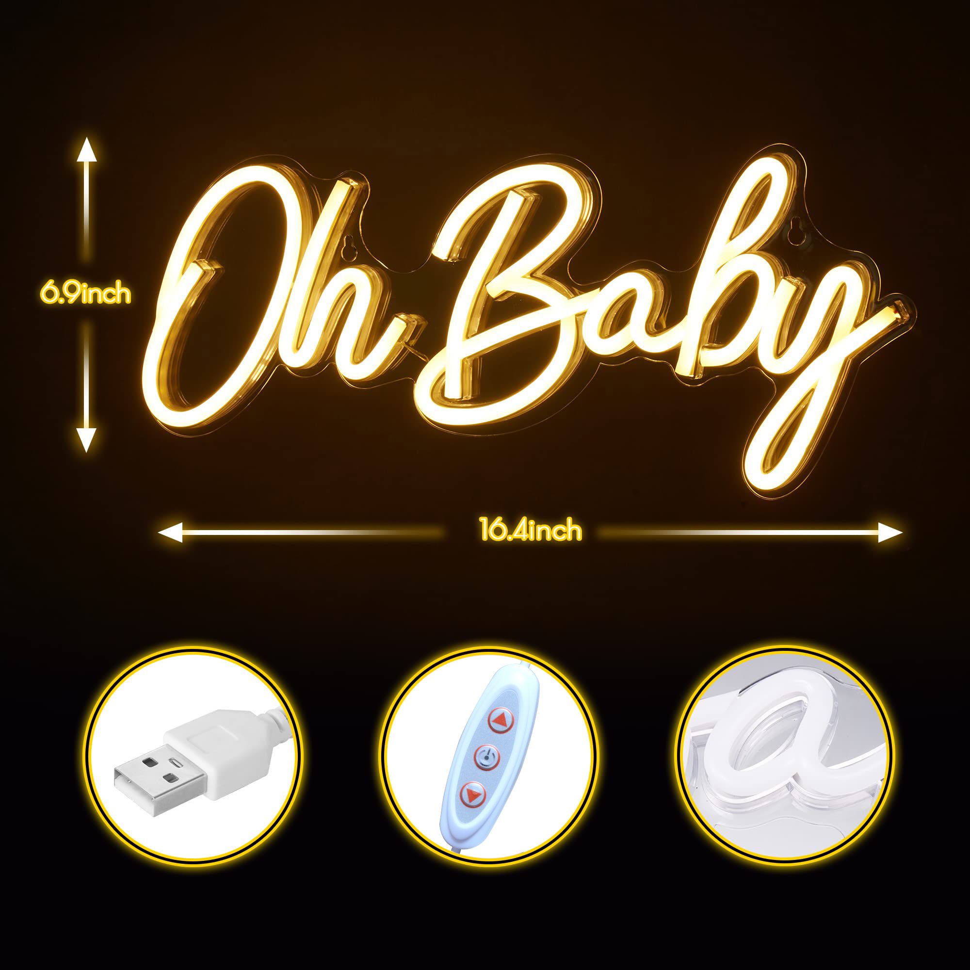 Oh Baby Neon Sign USB Dimmable - огляд і ціна Baby Nursery Wall Lights