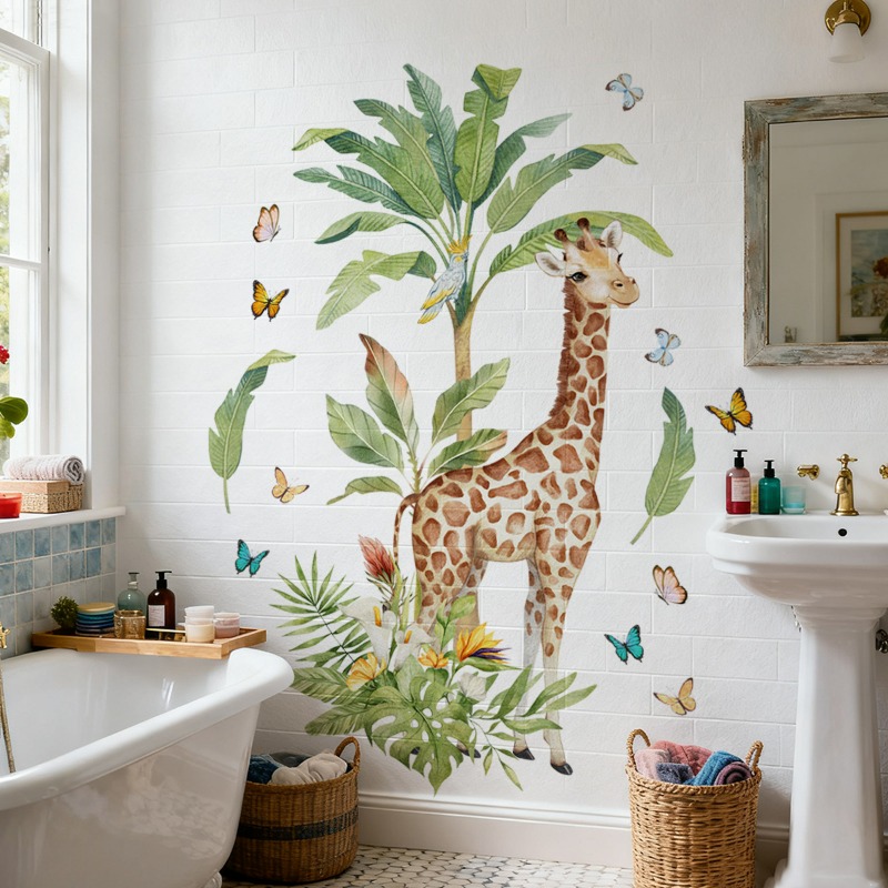 Large Forest Animal Giraffe Wa - огляд і ціна Baby Nursery Mural Wallpaper