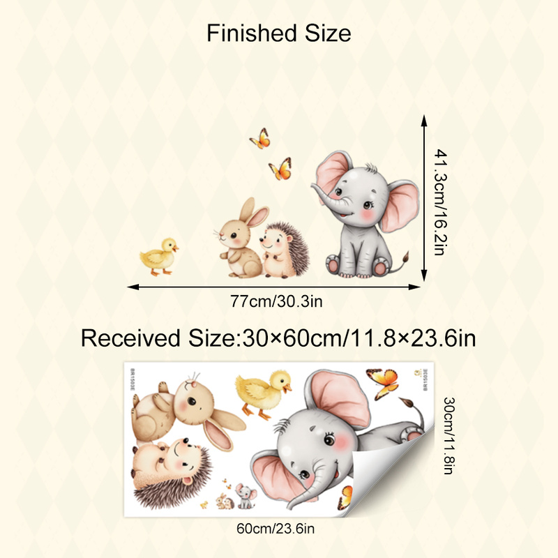 Cartoon Animal Wall Sticker -  - огляд і ціна Baby Nursery Wall Stickers