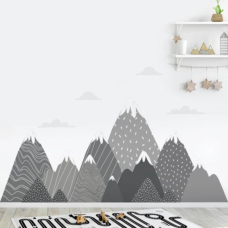 Boho Grey Mountains Wallpaper  - огляд і ціна Baby Nursery Mural Wallpaper