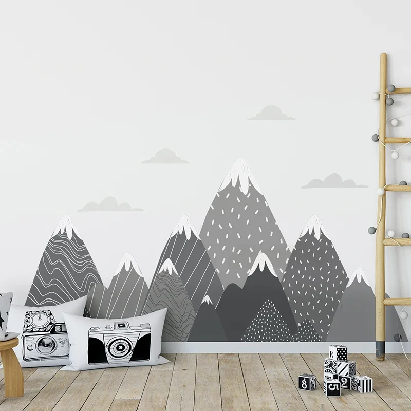 Boho Grey Mountains Wallpaper  - огляд і ціна Baby Nursery Mural Wallpaper