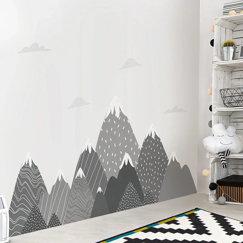 Boho Grey Mountains Wallpaper  - огляд і ціна Baby Nursery Mural Wallpaper